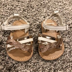 Toddler white & gold sandals